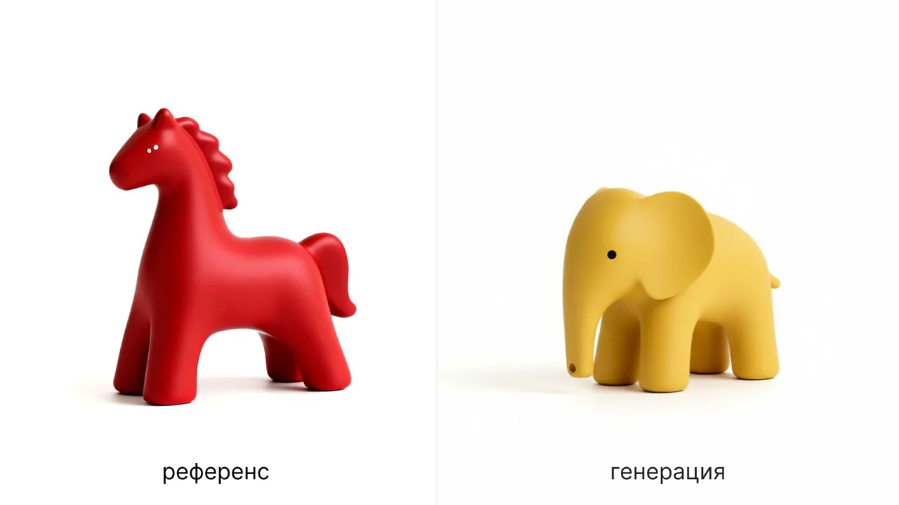 создай изображение минималистичной игрушки желтого слона на белом фоне. Игрушка выполнена из матового пластика желтого цвета с черными деталями из краски, игрушка похожа на слона, но минималистичная. Задний фон белый, профессиональная студийная съемка для модного журнала украшений для дома. В качестве визуальной идеи возьми приложенное изображение, как референс, из референса возьми идею минималистичной игрушки, структуру пластика.